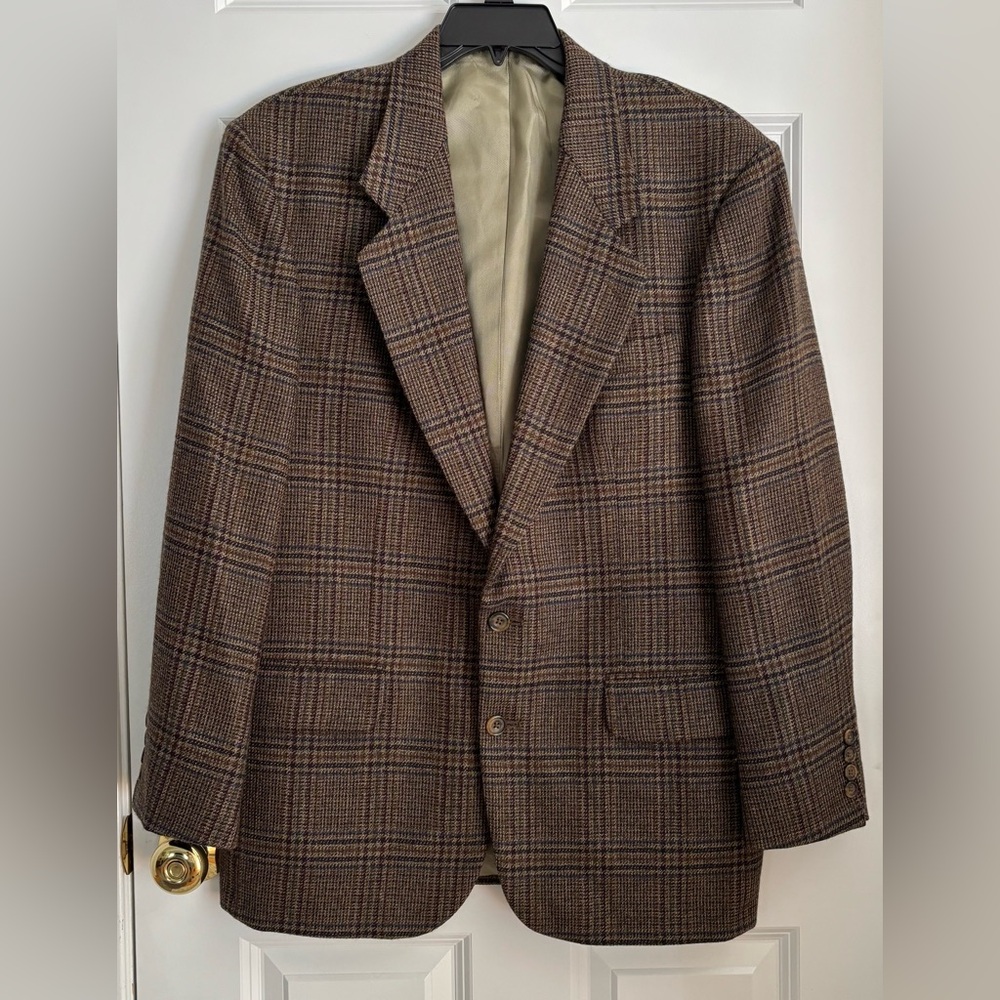 Men's Brown  Oscar de la Renta Plaid Blazer